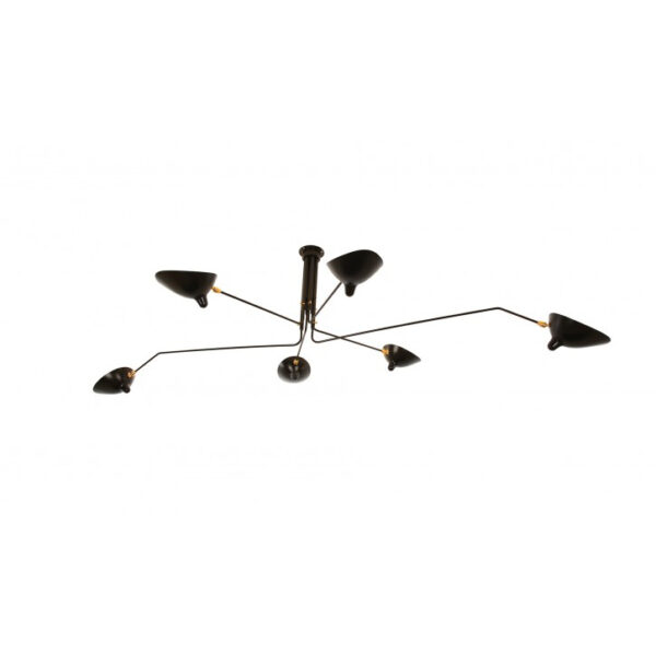 Deckenleuchte MCL-R6 "Serie Noir" - 6-armig, 1950er Jahre Design