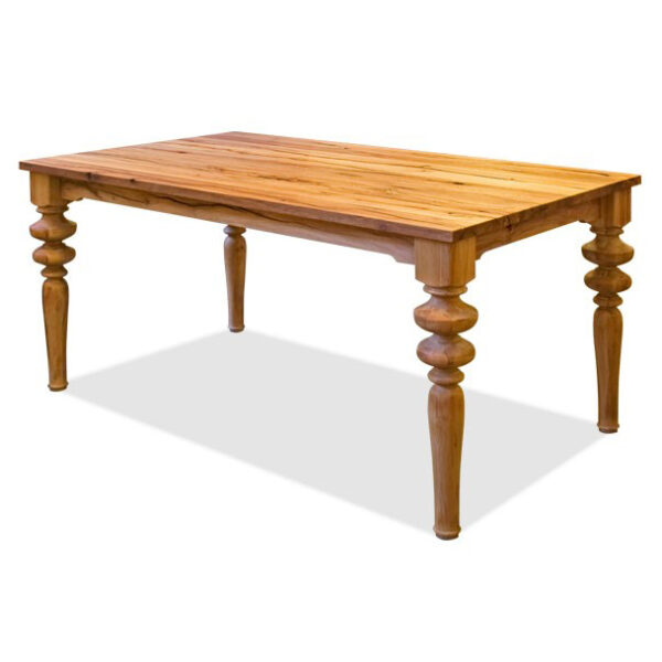 Gray Venice Esstisch - Massivholz, rustikale Ast-Eiche, gedrechselte Beine